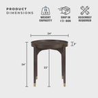 Lexicon Wood Round End Table with Gold Metal Cap, 36" Dia. Mid Century Modern Round Birch Wood Veneer Sofa Side Table for Contemporary Living Room, Easy Assembly, Dark Brown