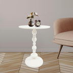 Small Round Side Table - Retro Metal Pedestal End Table for Living Room, Bedroom, Sofa & Small Spaces, 15.7'' ×20.5'' (White)