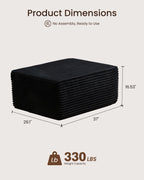 37" Plush Ottoman, Upholstered Cloud Footrest for Couch in a Box,Oversize Poufs for Living Room & Bedroom Sofa Ottoman,Comfy Seating with Dense Foam, Black (Plush Corduroy Fabric)