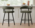 Shunzhi Modern Green Counter Height Bar Stools Set of 2 Leather Barstools with Backs/Metal Legs/Footrest Upholstered Counter Stools Comfy Bar Chairs for Dining Room/Home Bar/Kitchen Island/Pub,25 Inch