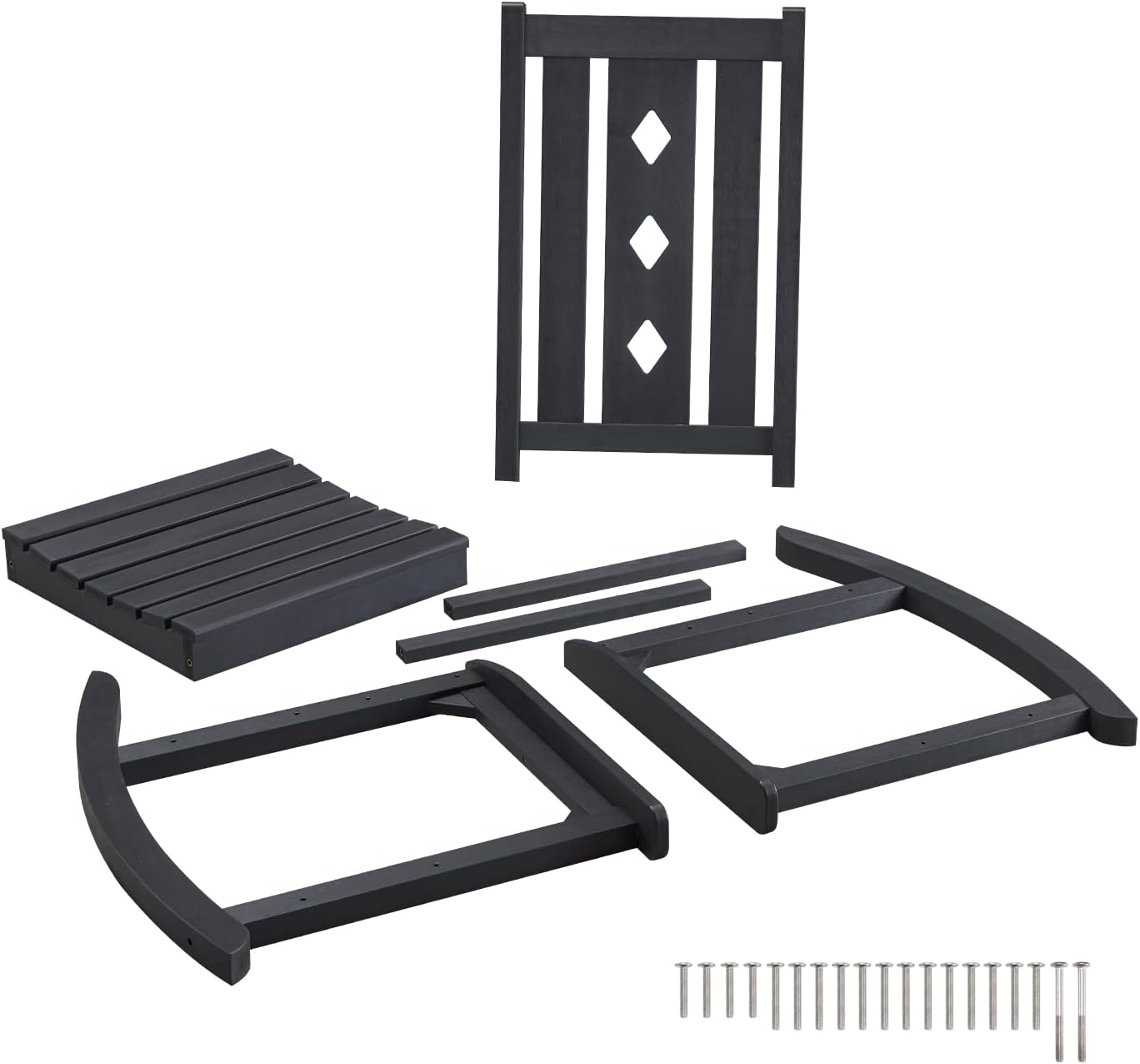 Outdoor Rocking Chair, Oversized Rocking Chair for Adults, All Weather Resistant Porch Rocker for Lawn Garden, 350lbs Weight Capacity - Black