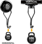 MIKEDE 110 LBS Black Magnetic Hooks, 6 Pack Swivel Swing Magnet Hooks Heavy Duty, Strong Neodymium Magnets Hanger for Hanging, Grill, Cruise Cabins - 32mm(1.26in) in Diameter