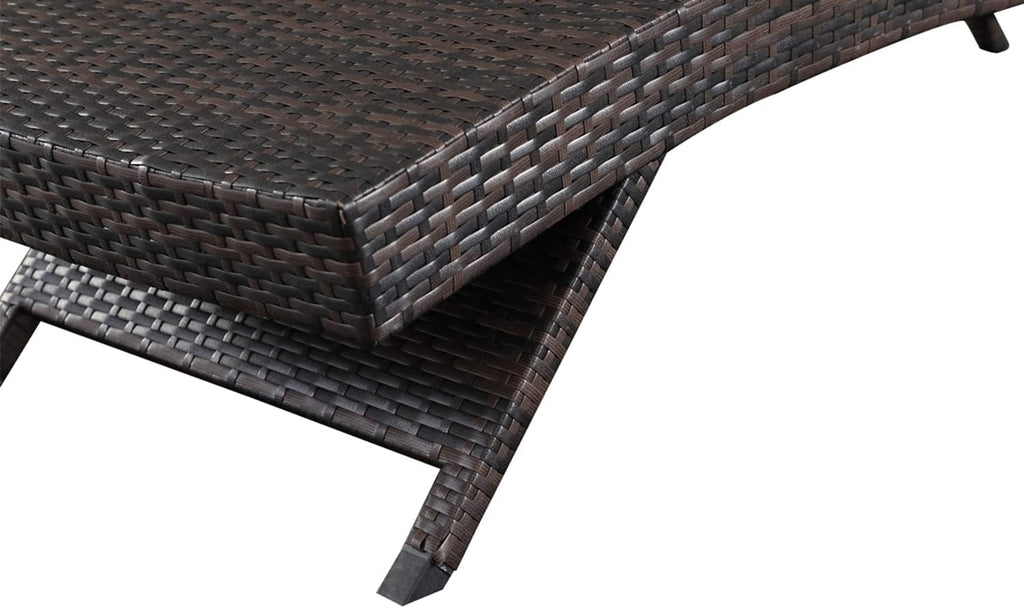 PE Rattan Adjustable Backrest Chaise Lounge Set 2, Outdoor Pool Recliner Patio Chairs Lounge Chair Set 2 for Outside Beach Poolside Sunbathing