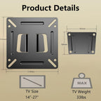 Nuyoah Monitor Wall Mount RV TV Mount Low Profile Wall Bracket VESA Mount | Small TV Mount for 14”-27” Monitor Computer Screens, Ultra Slim TV Bracket Fixed VESA 75x75 100x100mm Easy Mount for Camper