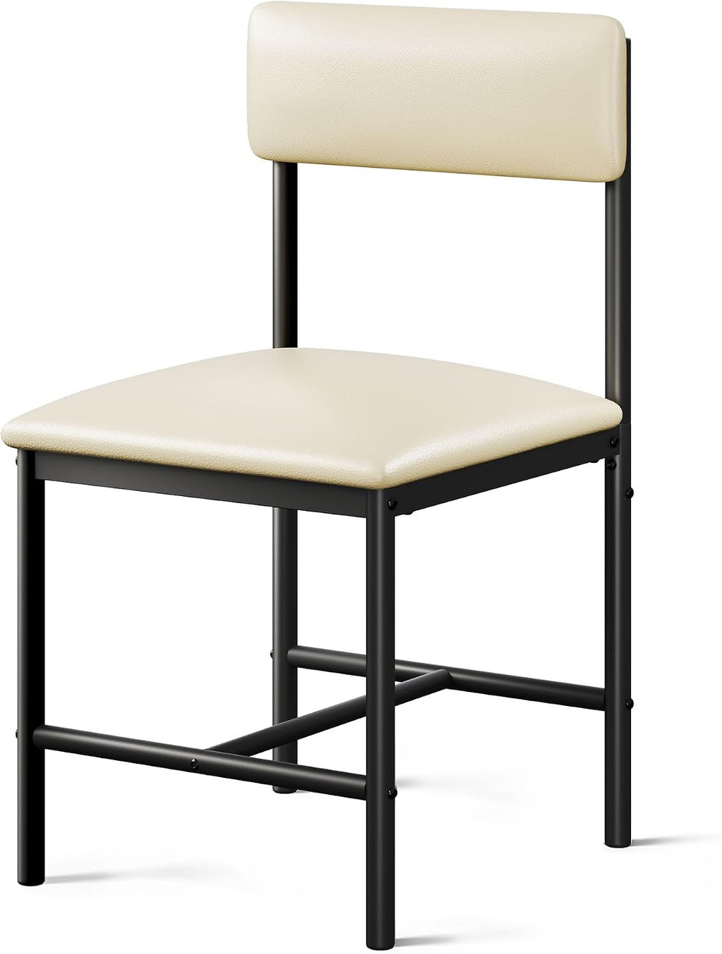 DWVO Dining Chairs Set of 4, White Faux Leather with Metal Legs | Padded seat & backrest, sturdy metal legs, modern style, fits dining room kitchen restaurant, easy to assemble