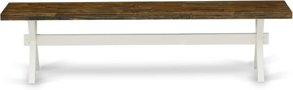 East West Furniture XB077 X-Style Modern Dining Bench with Wooden Seat, 72x15x18 Inch, Multi-Color
