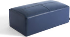 Genuine Leather Ottoman Bench, Upholstered Ottoman Table with Solid Wood Frame, Rectangular Footrest Bench for Living Room, Entryway, Bedroom - Navy Blue