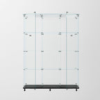65" H 4-Shelf Glass Display Storage Cabinet with LED Lights Strip & Double Doors, Modern Curio Cabinet Collection Display Case with Lockable Casters & Lock for Living Room (Black)