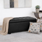 Spatial Order 46" Tufted Storage Bench - Black Faux Leather