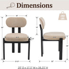 LukeAlon Chenille Dining Chairs Set of 2, Upholstered Armless Kitchen Chairs with Wood Legs Modern Curved Back Side Chairs for Living Room Dining Room Lobby, Light Khaki