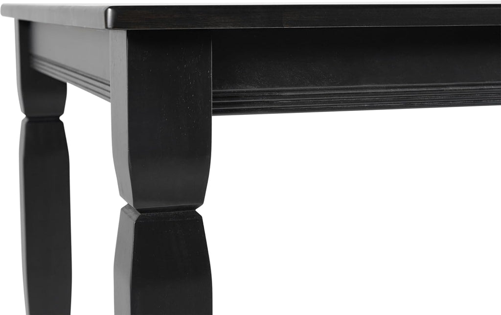 EMMA + OLIVER Milford 47" Solid Wood Dining Table, 3 Inch Offset Paneled Apron, 3" Turned Decorative Legs, Water Resistant Finish, Seating for 4, Black Matte