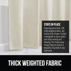 GORILLA GRIP Waffle Shower Curtain, Thick Weighted Fabric, 72x78, Wrinkle and Rust Resistant, Hotel Quality Design, Heavy Duty Long Curtains for Bathroom Showers, Bath Tubs, Machine Wash Ivory Cream