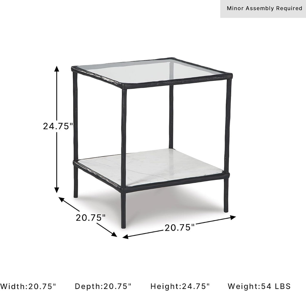 Signature Design by Ashley Modern Glass and Marble End Table, Ryandale