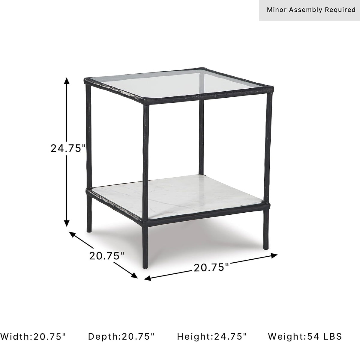 Signature Design by Ashley Modern Glass and Marble End Table, Ryandale