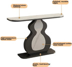 Modern Console Table with Sintered Stone Top | Narrow Console Table with Metal Frame, for Hallway Living Room Bedroom Hotel & Behind Sofa(Black-B,150x30x80cm)