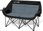 Abahub 2-Person Folding Camping Chair Loveseat Couch Chairs, 650 LBS Portable Quad Fold for Outdoor Camping, Lawn, Backyard, Patio, Tailgating, Sports, Soccer Games & Beach Days Black Grey