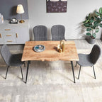 Modern 47 Inch Dining Table, Irregular Rectangle Kitchen Table for 4-6 People, Home Kitchen Table with Engineered Wood Tabletop and Metal Legs for Dining Room, Living Room