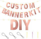 TaoBary 112 Pcs DIY Letter Kit Glitter Customizable Banner Letters Include 107 Letters and Numbers 3 Rope and 2 Needles for Birthday Halloween Christmas Wedding Valentine Party Decor(Bright Rose Gold)