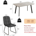 46.5" Modern Grey Dining Table Set for Small Spaces, 5-Piece Set with Rectangular Table & 4 Padded Leather Chairs, Compact, Sturdy & Easy to Assemble (Table + 4 Black Dining Chairs, 46.5")