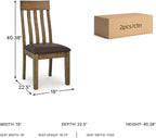 Signature Design by Ashley Vallister Dining Chairs Set of 2, Light Brown | Solid wood frame, Combination of leather and faux leather, Rustic dining room chairs, Slat back design, 250 lb capacity
