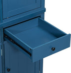 Merax 74.8'' Tall Kitchen Pantry Storage Cabinet with 6 Doors, 3 Drawers and Adjustable Shelves, Freestanding Large Cupboard & Pull-Out Trays for Kitchen, Dining Room, Living Room, Blue