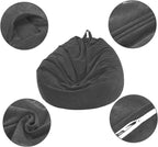 Bean Bag Chair Cover (No Filler) for Adults and Kids, Extra Large Stuffed Animal Storage Bean Bag Washable Soft Premium Corduroy Stuffable Bean Bag Cover (Size1)