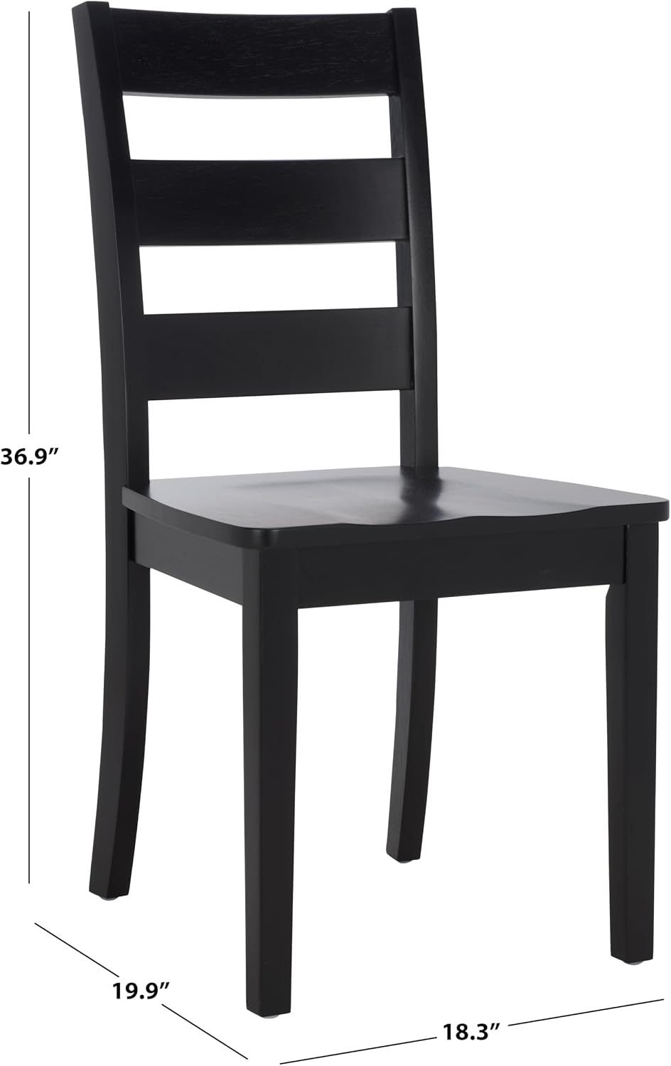 SAFAVIEH Home Collection - Silio Black Wood Ladder Back Dining Chair Set of 2, Classic Farmhouse Style Seating (DCH9213C-SET2)