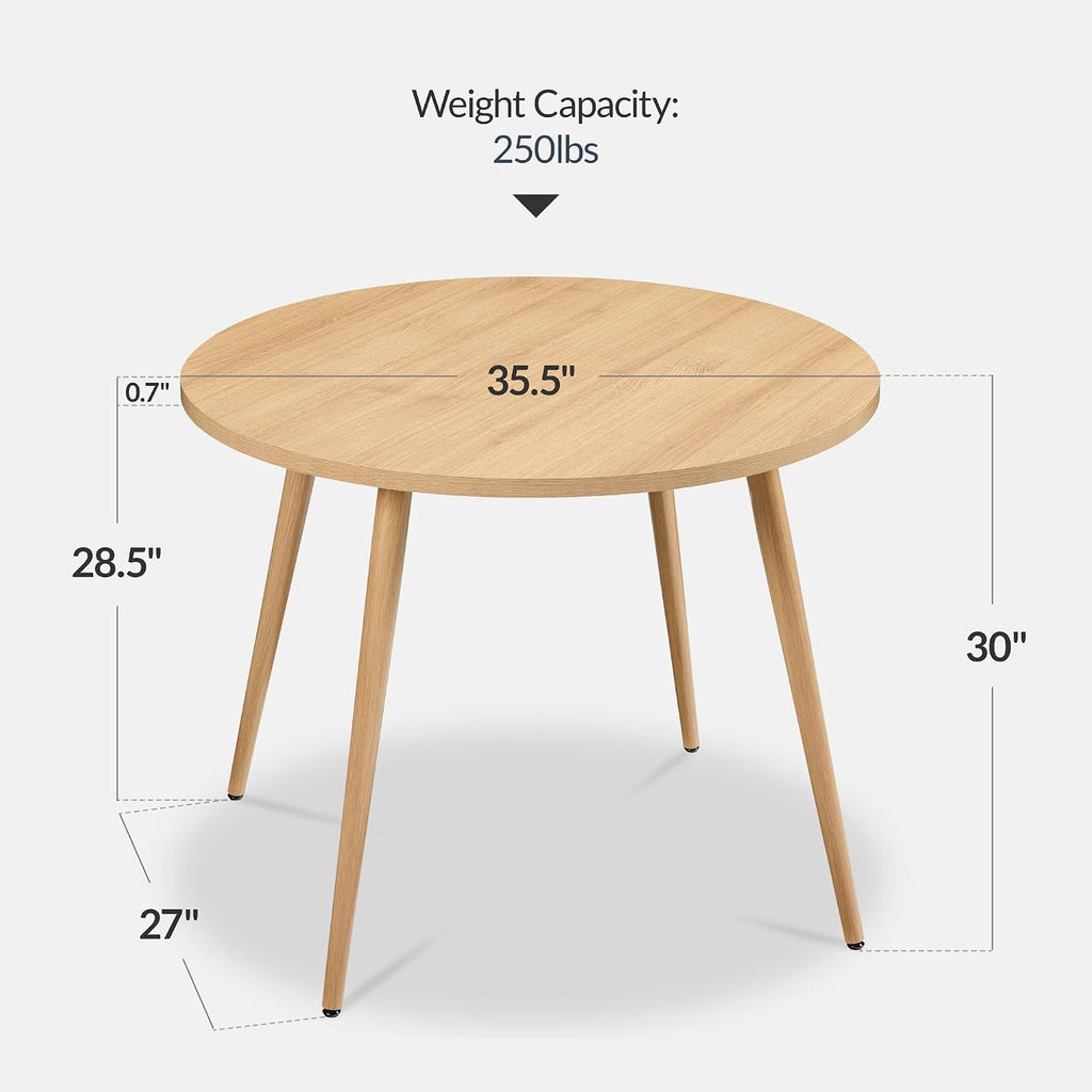 Best Choice Products Round 35.5in Dining Table for 4 w/Sturdy Wood Finish Steel Legs, Mid Century Modern, Space-Saving, Small Space Circle Dinette for Home, Kitchen, Apartment - Natural