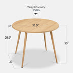 Best Choice Products Round 35.5in Dining Table for 4 w/Sturdy Wood Finish Steel Legs, Mid Century Modern, Space-Saving, Small Space Circle Dinette for Home, Kitchen, Apartment - Natural