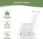Poly Lumber Patio Glider with Cup Holders, High Backrest and Deep Contoured Seat, HIPS Material, All-Weather Resistant, Heavy Duty 700 Pounds (White, 1-Seat)