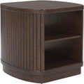 Signature Design by Ashley Korestone Contemporary End Table with Storage and Adjustable Shelf, Dark Brown