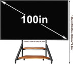 Mobile TV Stand for 65-100 Inch TVs, Holds Up to 220 lbs,Walnut | Height Adjustable Rolling TV Stand with Large Wooden Shelves and Wheels, VESA 800×600mm, VC-Z1188