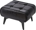 YMYNY Ottoman, Foot Stool with Metal Legs, Faux Leather Stool, Pouf Couch Stool, Modern Multifunctional Small Square Accent Small Table for Bedroom, Living Room 15.75"D×11.81"W×10.24"H Black UHBD037B