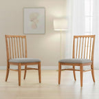 Wood Dining Chairs Set of 2, Upholstered Farmhouse Dining Room Chair, Chenille Armless Side Chair with Solid Rubberwood Legs, Rustic Wooden Kitchen Chair for Kitchen/Living Room, Grey