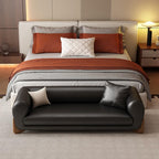 Modern Bed End Stool Leather Sofa Bench Bedroom Clothing Store Cloakroom Bedside Entryway(Black,Medium)
