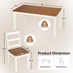 5-Piece Dining Table Set, Kitchen Table Chairs Set of 4, Space-Saving | Farmhouse Dining Table Set for 4, Kitchen Table and Chairs with for Dining Room, Small Kitchen, Apartment Dark Walnut White
