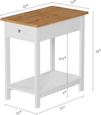 Side Table Set - Small Nightstand Set of 2 with Drawer and Open Storage Shelf - Traditional Style Bedroom or Living Room Furniture - Use as Bedside Tables or End Tables by Lavish Home (White)