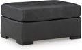 Signature Design by Ashley Brindley Pier Oversized Accent Ottoman, Fully Assembled Rectangular Tufted Footrest, Black Leather and Faux Leather Upholstery, Contemporary Living Room Seating, Fog