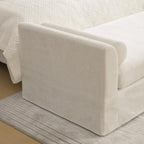 88.58" Chenille End of Bed Bench Chaise Lounge, Upholstered Bedroom Bench with Armrests & Bolster Pillows, PVC Legs for Living Room Entryway Apartment Dorm (88.58", Beige)