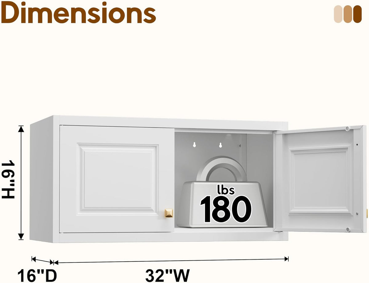 UNICOLY 15.74" H Wall Mounted Storage Cabinet, Kitchen Pantry Cabinet, Small Hanging Cabinet for Dining Room, Bathroom, Laundry Room Alacena para Cocina, Assembly Required, White