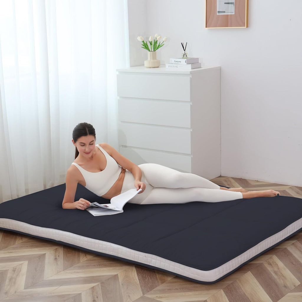 Japanese Floor Mattress - Extra Thick Foldable Twin Size Futon Mattress - Memory Foam Sleeping Pad for Adults - Tatami Mat Suitable for Camping & Guest