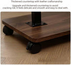 C Shaped End Table Adjustable Height with Wheels, Couch Tables That Slide Under, C Shaped End for Couch Double-Layered Storage for Living Room, Bedroom,Cherry Wood Color