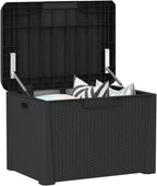 Anthracite Garden Storage Box 125L Polypropylene Medium Outdoor Patio Seat with Cushion for Tools and Cushions