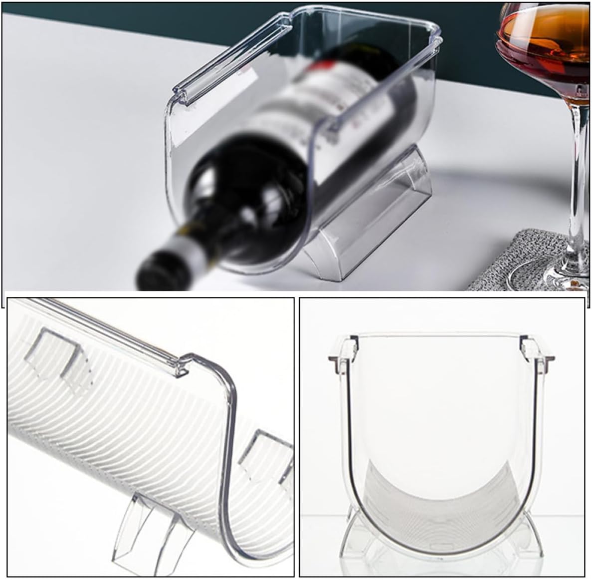 SHINEOFI 8Pcs Stackable Acrylic Wine Bottle Holder Wine Storage Rack Single Liquor Bottle Shelf Stable Design for Home Bar Countertop Display