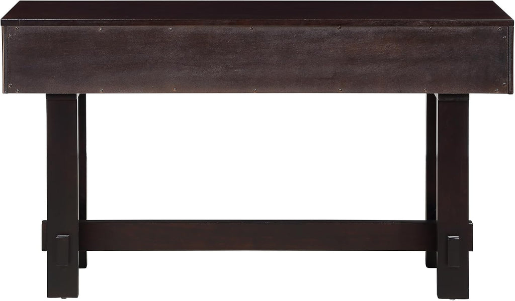 Knocbel Fluted Console Table with 3 Storage Drawers, Farmhouse Mid Century Sofa Table with Solid Wood Legs for Entryway Living Room, 52" W x 15" D x 30" H, Espresso
