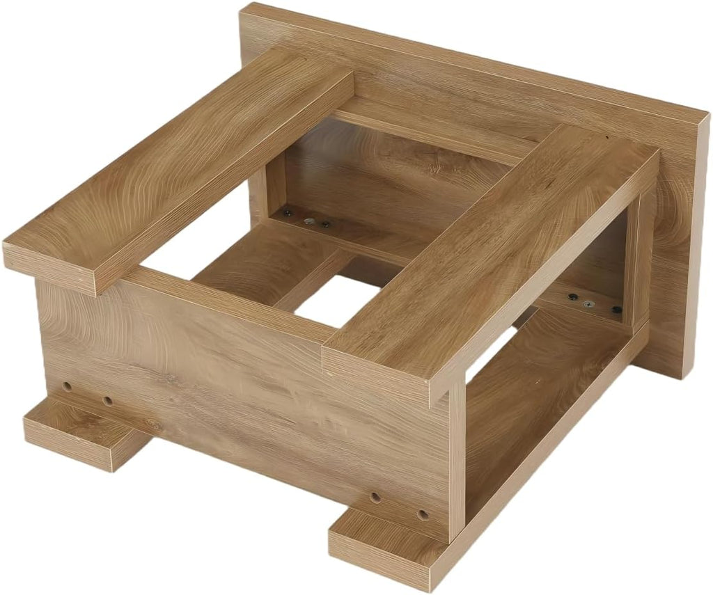 LITTLE TREE 2-Tier Side Table, Farmhouse End Table with Storage Shelves, Small Nightstand Wooden Beside Table Bed Side Table for Small Spaces, Living Room, Bedroom, Light Brown