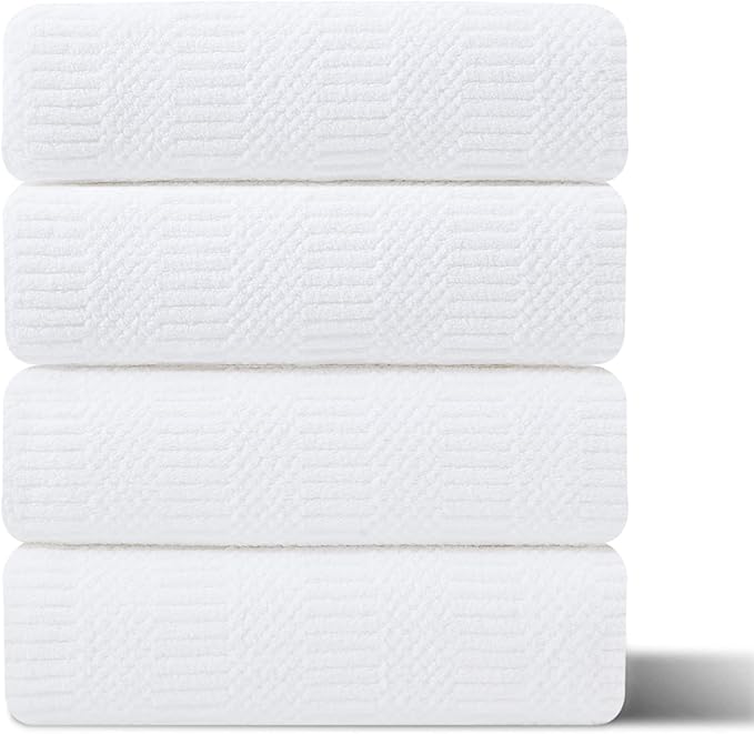 4 Piece Extra Large Bath Towels Set 35x70 Inches, White Oversized Soft Bath Sheet Towels 600 GSM Highly Absorbent Quick Dry Towels Set for Bathroom Hotel Spa