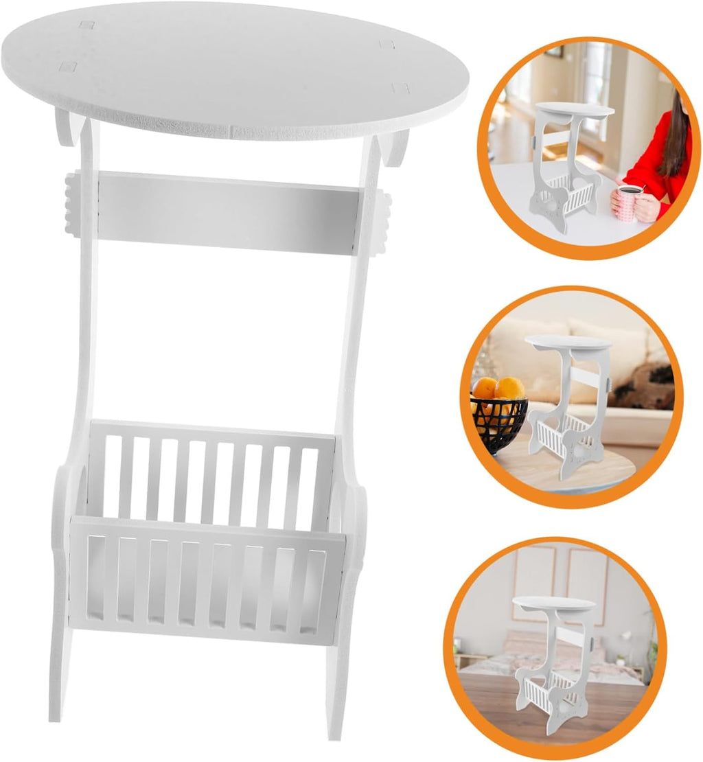MERRYHAPY Modern Small Round Accent Table with Storage for Sofa Side Bedside Use Minimalist Design Coffee Table for Living Bedroom and Balcony Compact and Practical