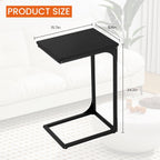 BLKMTY Small Side Table, C-Shaped End Wood Bedside Table, Snack Side Tables for Sofa, Couch, Living Room, Bedroom, Narrow Tables with Metal Frame & Adjustable Feet, Black