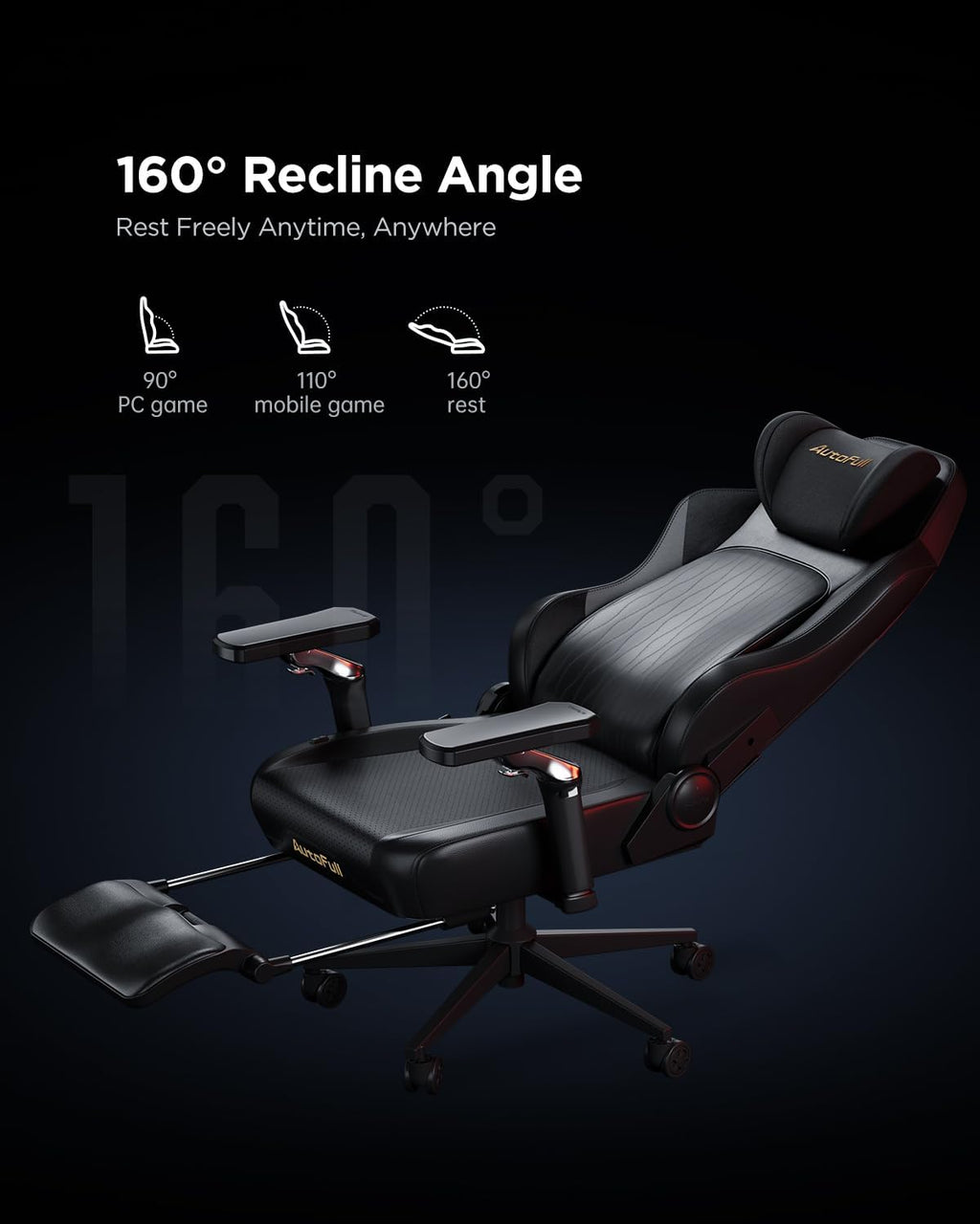 AutoFull M6 Gaming Chair, Ergonomic Office Chair with Ventilated Heating, AUTO Dynamic Tracking Lumbar Support, 6D Adjustable Armrests and Footrest